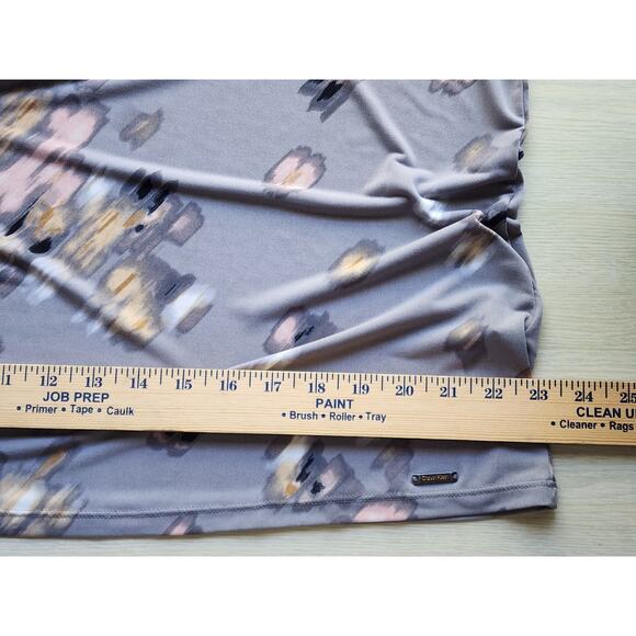 TOP/BLOUSE-CALVIN KLEIN-Gray-Long Sleeves-PICS NOT BLURRED-Watercolor Design-XL - Picture 14 of 16